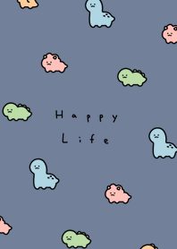 Smile Dinosaurs(pattern)/gray blue white