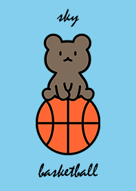 basketball and sitting bear cub sky.