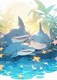 可愛溫馨的鯊魚家庭❤