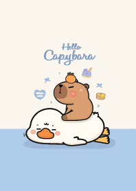 Capybara & goose cute : blue lover
