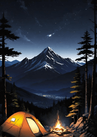 ตั้งแคมป์ในภูเขาเวลากลางคืน 5948Fe