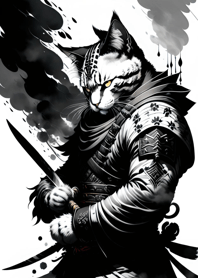 Ink wash cat samurai e4998f