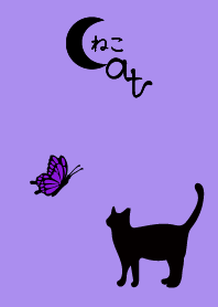 Cat silhouette&butterfly1.-light purple-