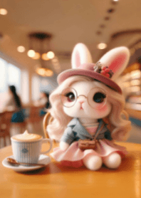 Cute Bunny in Coffee Cafe V.2