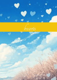 Heart clouds on yellow