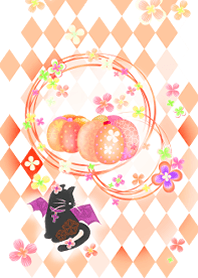 Halloween-cat&orange-pumpkin