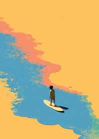 Surfer on a Tranquil Beach