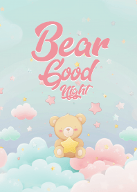cute bear in pastel cloud