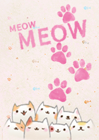 MEOW - 貓咪粉圓和肉球 (繪本水彩風格♪)