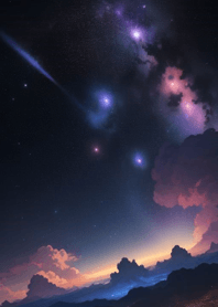 Night starry sky with nebula 7B48DC