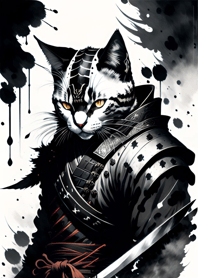 Ink wash cat samurai c3f264