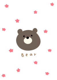 Bear and pink flowers