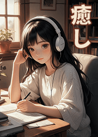 음악을 듣고 독서하는 여자5.8