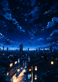 Urban starry night sky