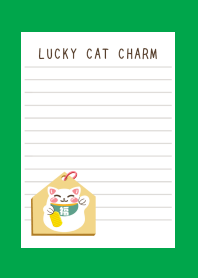 LUCKY CAT CHARM NOTEBOOKj-GREEN