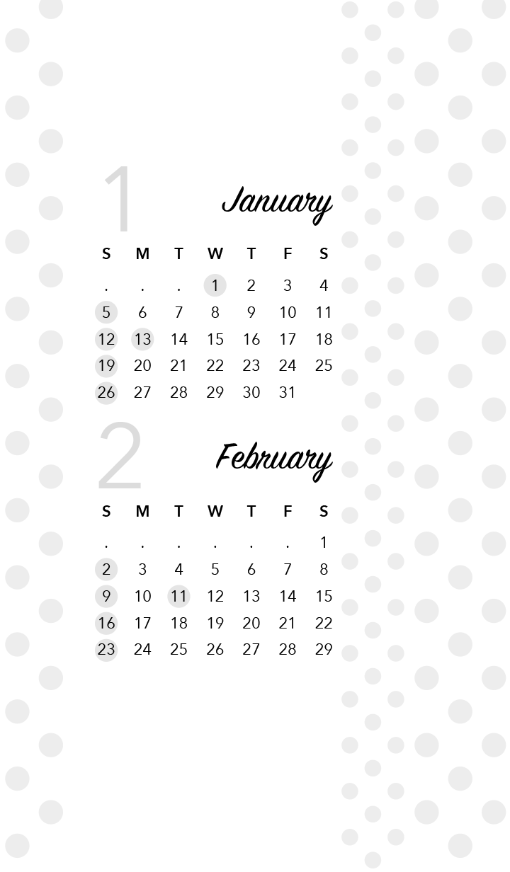 カレンダー#2020 1月2月