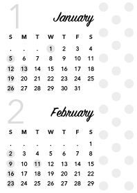 カレンダー#2020 1月2月