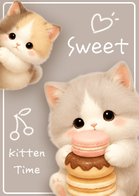 Fluffy Kitten's Snack Time brown