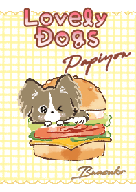 愛犬☆パピヨン★チェック柄イエロー