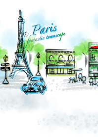 fantastic townscape of Paris(car, green)