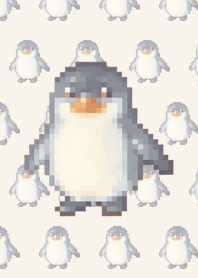 ペンギン パターンのドット絵Beige 03
