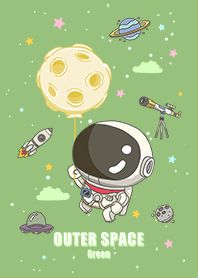 浩瀚宇宙 可愛寶貝太空人 滿月 綠色星空2