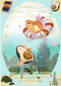 Golden fish in the blue tanks