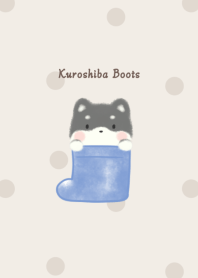 Kuroshiba and Boots -navy- dot