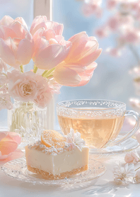 Pink Spring Tulip Tea Time