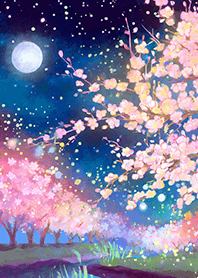 Beautiful night cherry blossoms#866