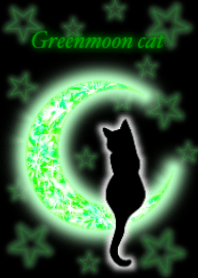 Black cat and crescent moon green ver