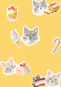 Sweets and cats2 light yellow