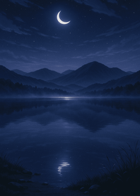 Moonlit Serenity Over Lake