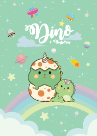 Dino Unicorn Rainbow Galaxy Light Green