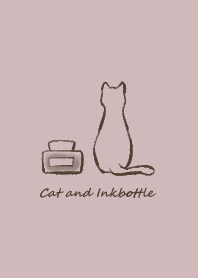Cat and Inkbottle -smoky pink-
