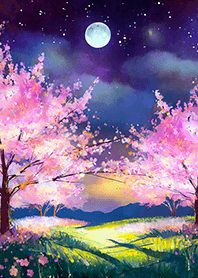 Beautiful night cherry blossoms#2554