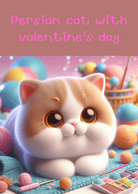 Persian cat with valentine's day