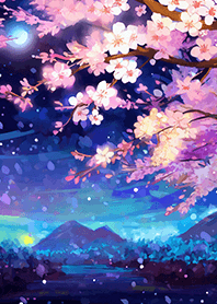 Beautiful night cherry blossoms#238