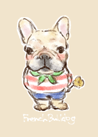 hand painted watercolor french bulldog