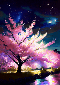 Beautiful night cherry blossoms#1778