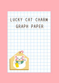 LUCKY CAT CHARM GRAPH PAPER-PINK RED