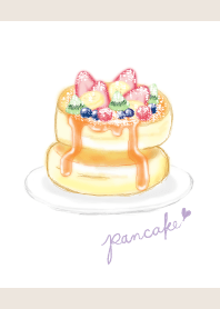 苺パンケーキ/ベージュ：オトナ水彩画*