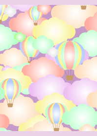 空飛ぶ気球 薄い紫