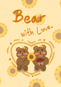 Bear with love sunflowers