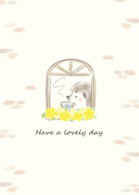 Hedgehog by the window -yellow-