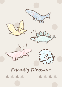 Friendly Dinosaurs -brown- dot