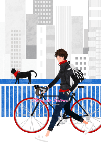 猫と自転車と男の子【街】