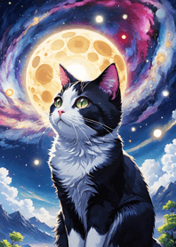 Night Moon Star Cat 34daF3
