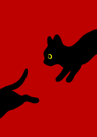 Black Cat Holiday5 on red & beige
