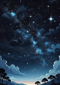 blue night star river